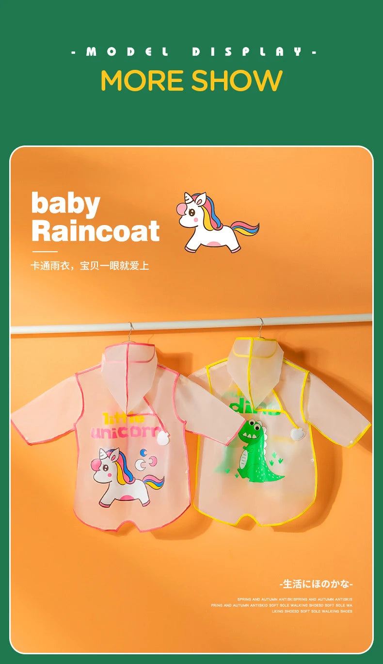 New Children's Transparent Poncho Waterproof Kindergarten Rainwear Children's Raincoat Boys And Girls Medium Length