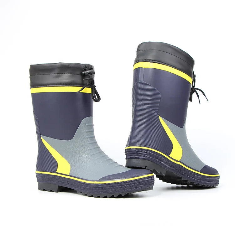 Men's Spring Summer New Mid-High Tube Breathable Rubber Warm Waterproof Faionable Comfortable Anti-Slip Rain Boots