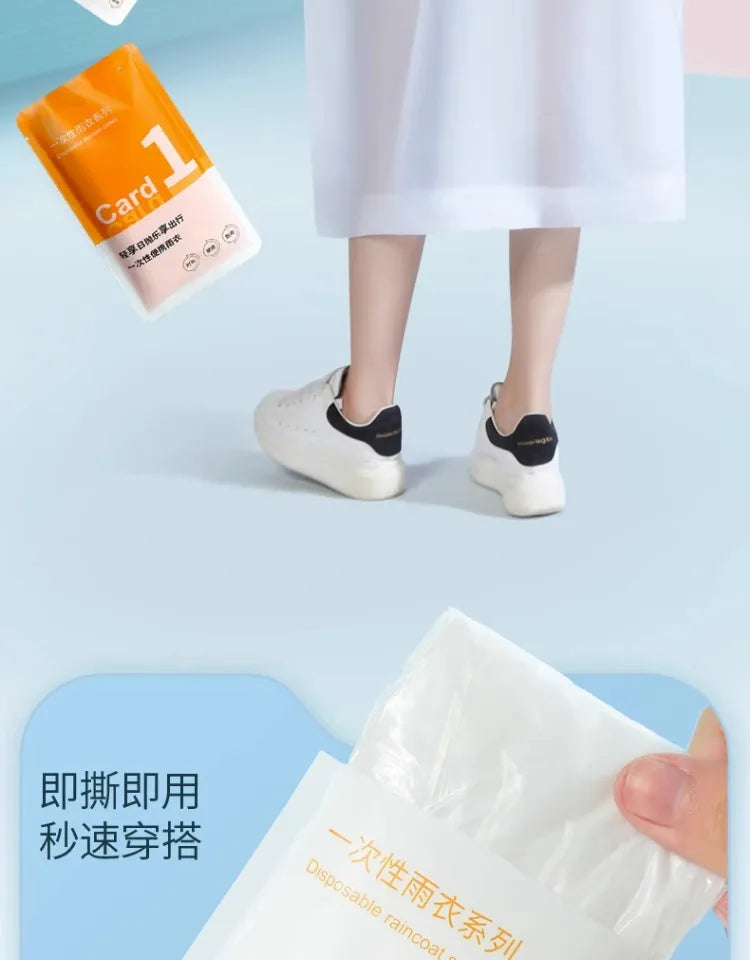 Adult PE disposable and portable rain card poncho for outdoor tour climbing fishing colorful raincoat