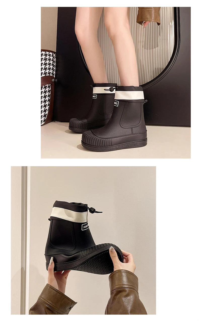 Lady Rain Boots Fashion Non-slip Soft Comfort Waterproof Rain Boots Women Outdoor Hiking School Rainy Days On Foot Camping