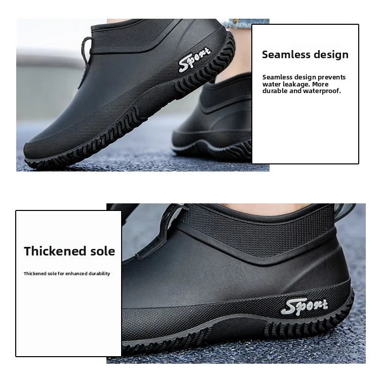 German Sle Women's Rain Boots Anti-Slip Low Cut ort Tube Kitchen Workwear Resistant to Wear Waterproof PVC oes