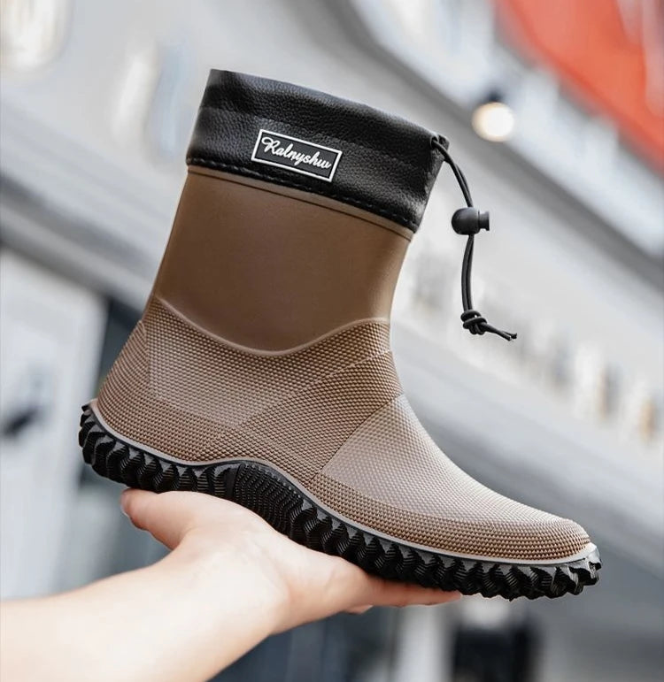 Waterproof Short Rain Boots for Men Chef Kitchen Wear-resistant Garden Wellies Low-heel Work Outdoor Original Summer Man Shoes