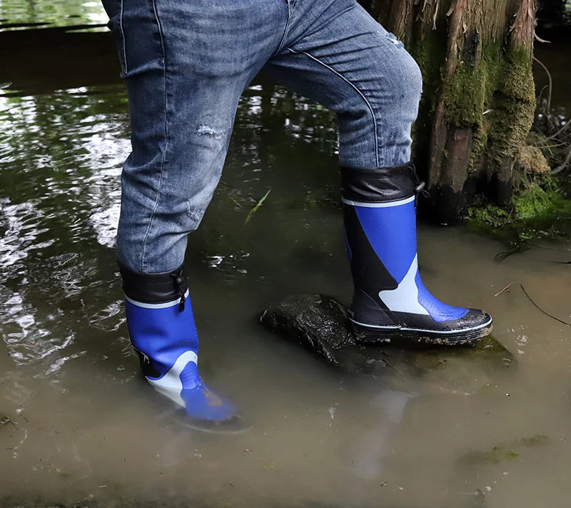 Men's Spring Summer New Mid-High Tube Breathable Rubber Warm Waterproof Faionable Comfortable Anti-Slip Rain Boots