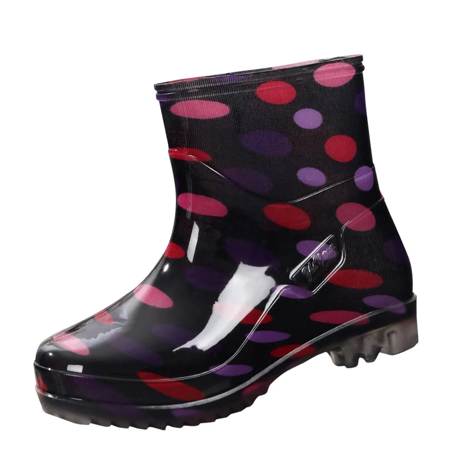 Black Polka Dots Women's Rain Shoes Waterproof And Non-slip Kitchen Work Rubber Shoes Pvc Short Tube Rain Boots Summer Shoes