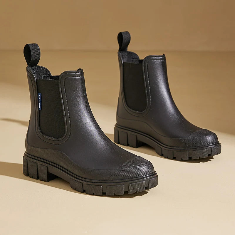 Women's Outdoor Waterproof Short-cylinder Rain Shoes: Stylish Style for Outdoor Wear, Water Shoes, Rain Boots, Galoshes, Waterpr