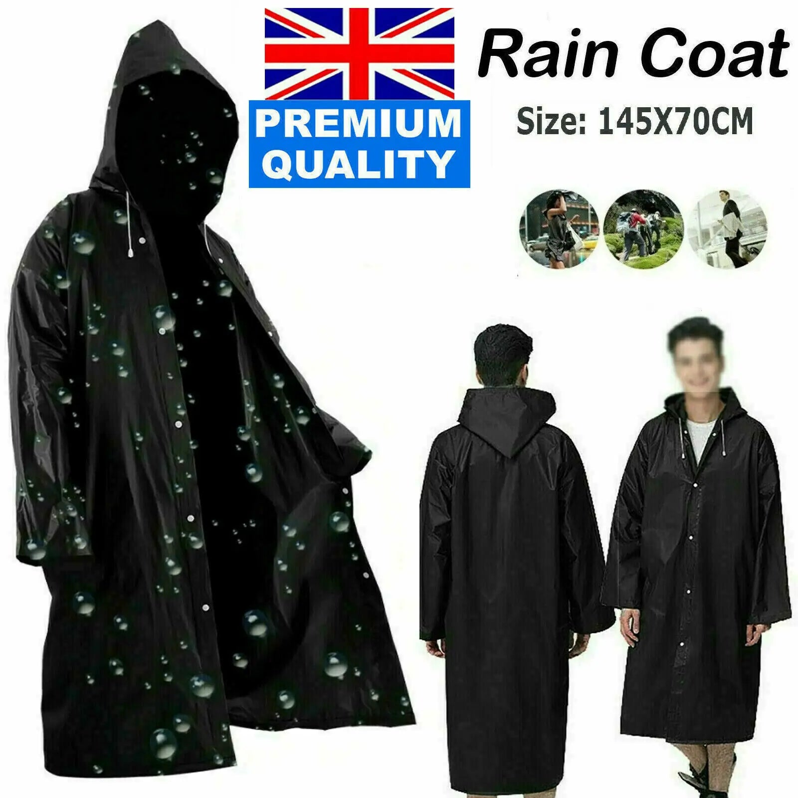 Raincoat Poncho Plastic Rain Coat Adult Camping Festival Waterproof Reusable