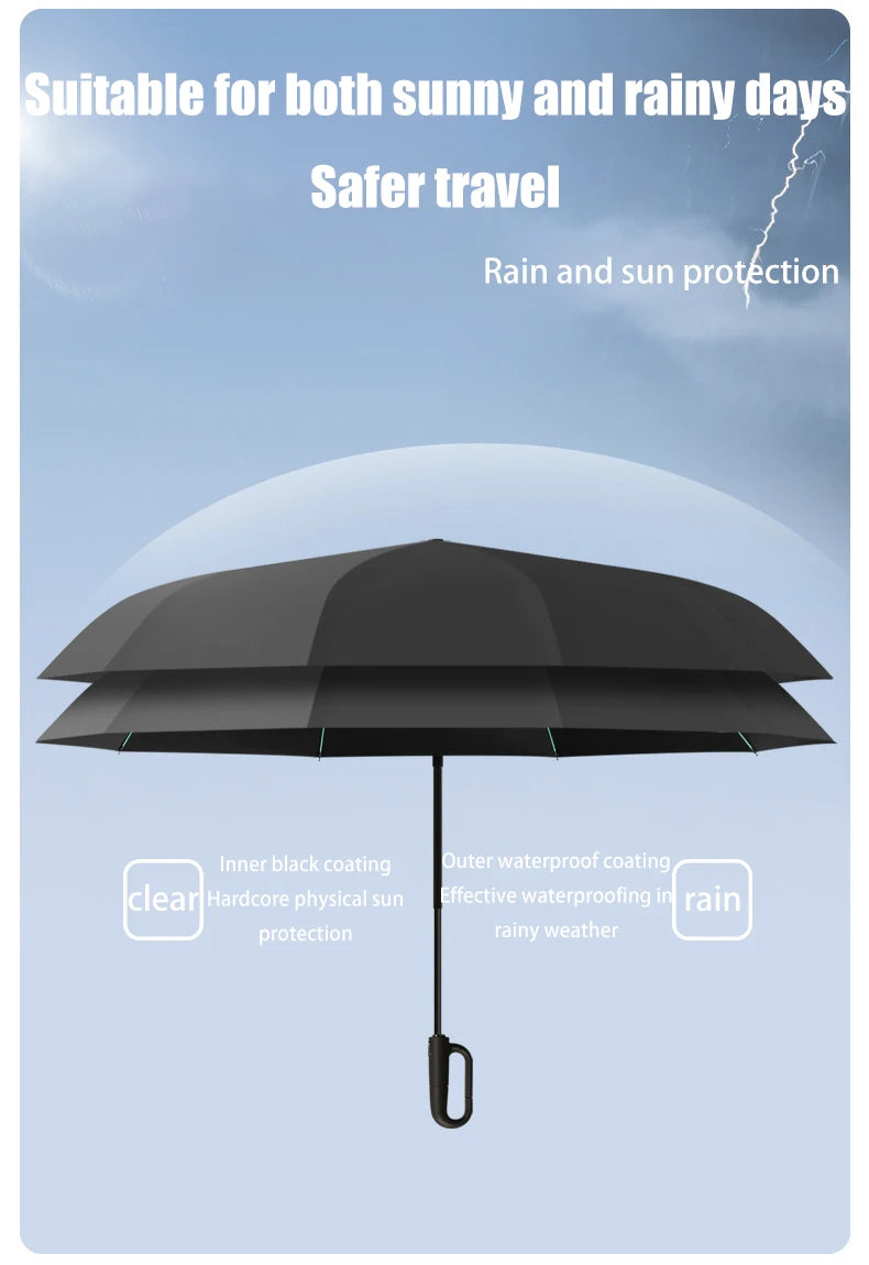 Fully automatic buckle sun umbrella for sunny and rainy days foldable and convenient rainproof sun-proof and UV-proof parasol