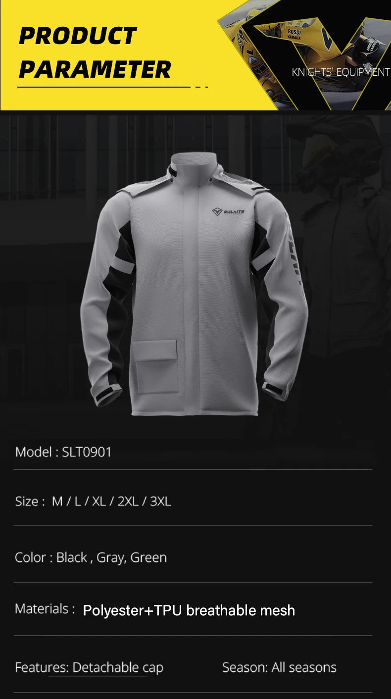 SULAITE Motorcycle Raincoat Suit Men Outdoor Waterproof Rainwear Shoes Cover Ultrathin Rain Coat Cycling Fishing Climbing Jacket