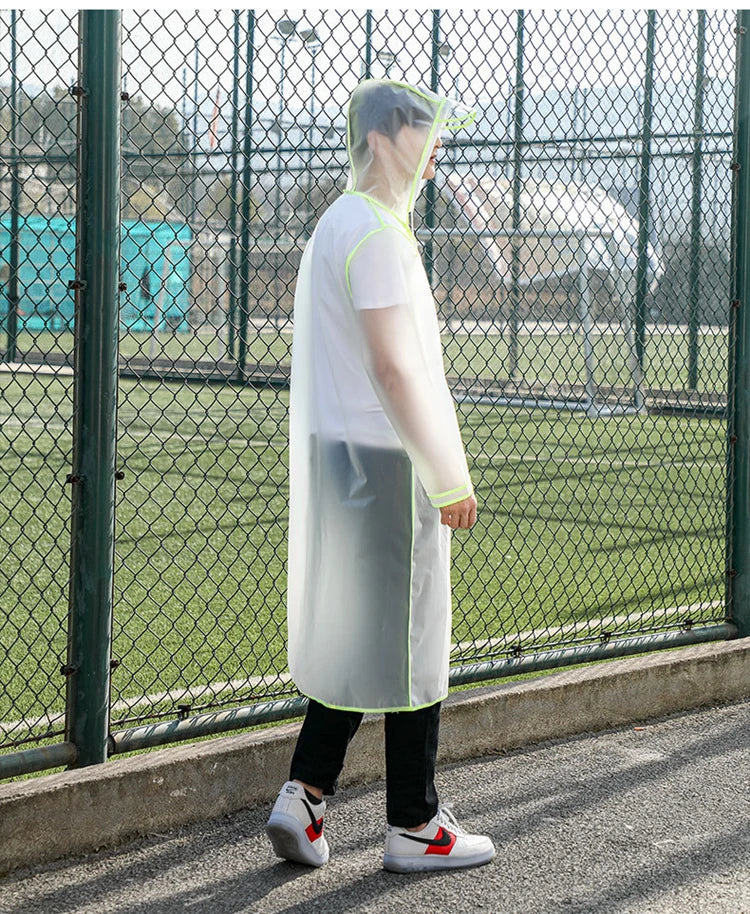 Fashion Women Transparent EVA Clear Raincoat Man Travel Waterproof Rainwear Adult Poncho Outdoor Rain Coat Long Raincoat