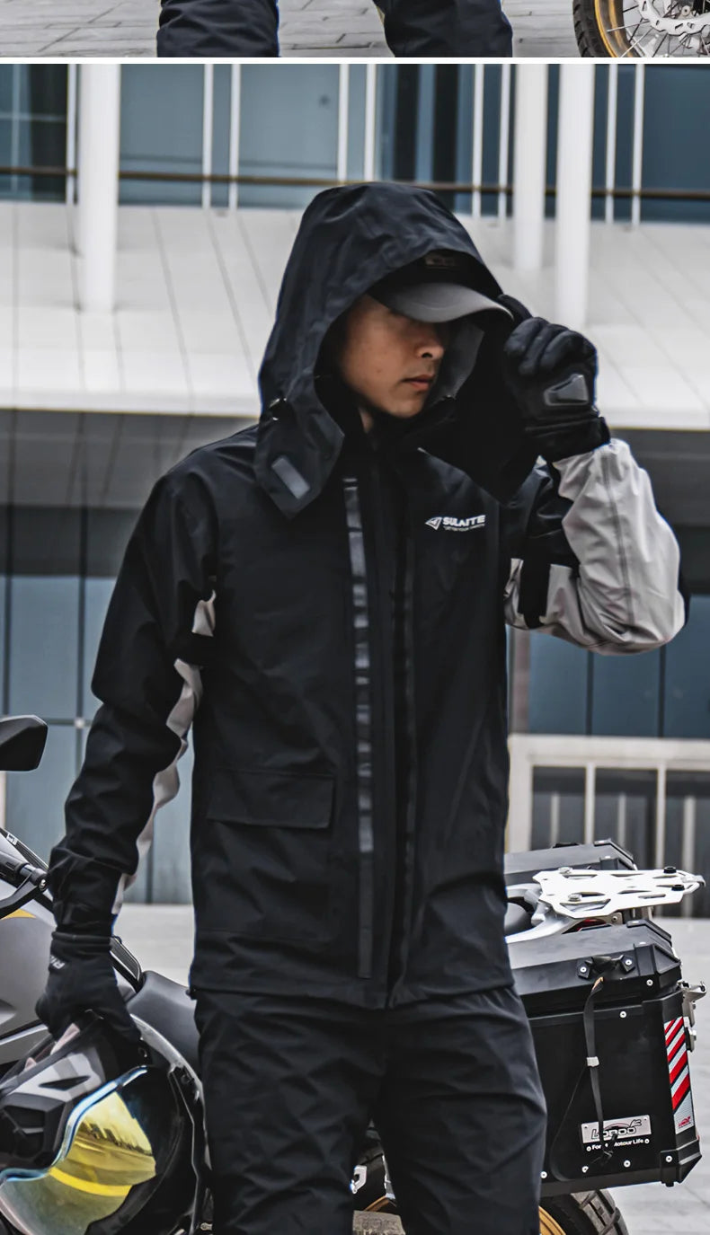 SULAITE Motorcycle Raincoat Suit Men Outdoor Waterproof Rainwear Shoes Cover Ultrathin Rain Coat Cycling Fishing Climbing Jacket