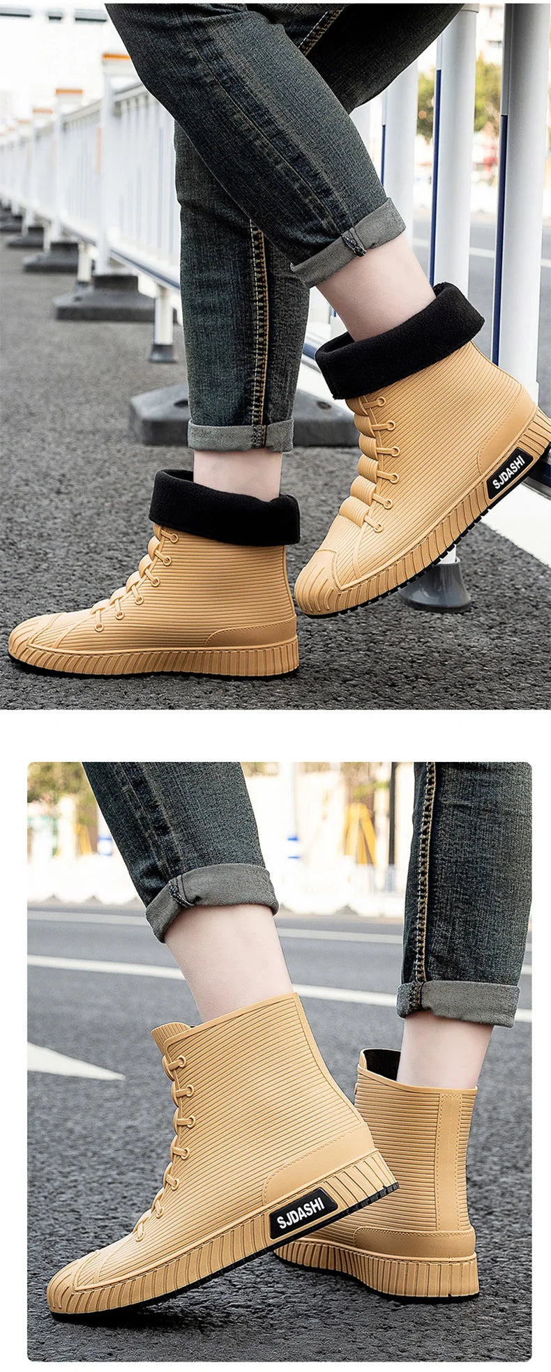 Rain Boots For Men Women Summer Casual Mid-calf Waterproof Shoes Winter Lining With Fleece Warm Anti-slip Wear-resistant Outdoor
