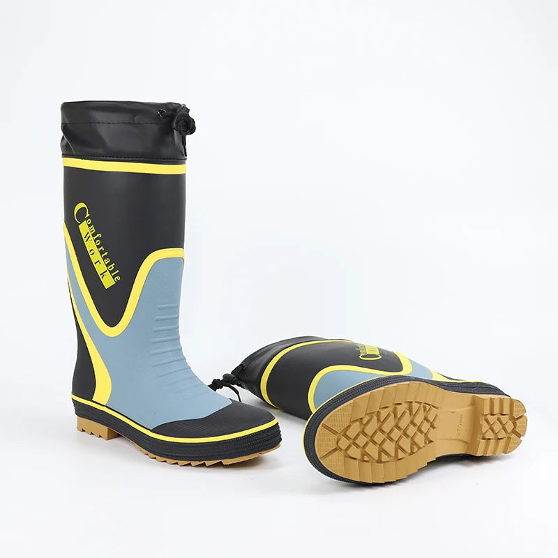 Men's Spring Summer New Mid-High Tube Breathable Rubber Warm Waterproof Faionable Comfortable Anti-Slip Rain Boots