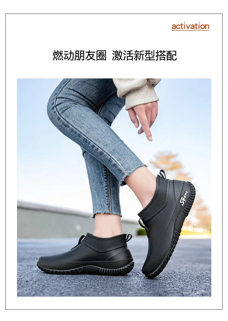 Leisure thick soled waterproof outdoor wear-resistant women's short tube water shoes daily casual rain boots