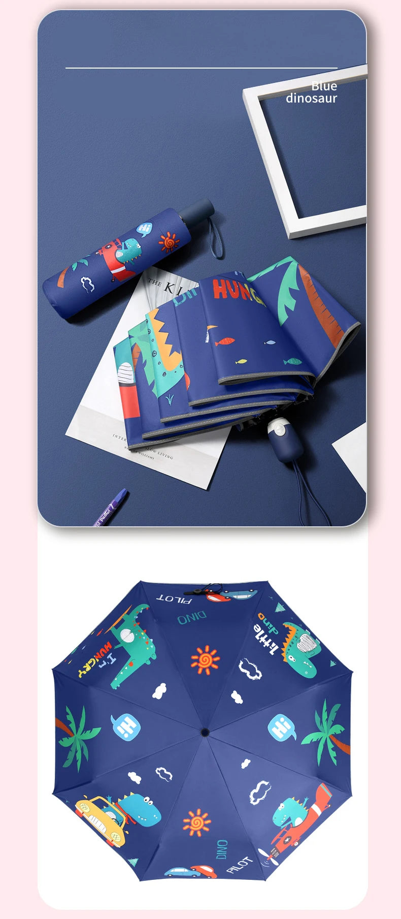 Folding Umbrella,Cute Unicorn,dinosaur,Spaceship Little Tiger,Fashion Sunscreen Umbrella,Reflective stripe design umbrella