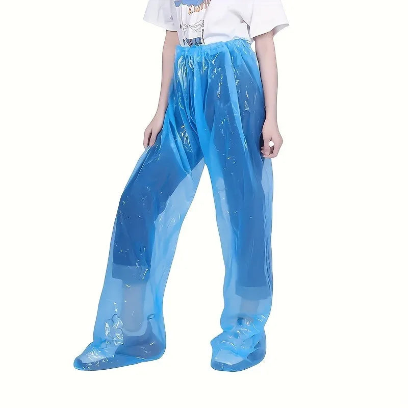 5/10 Pcs Disposable Raincoat Pants Portable Splash Proof Split Raincoat Outdoor Travel Drifting Cycling Feet-wrapped Rain Pants