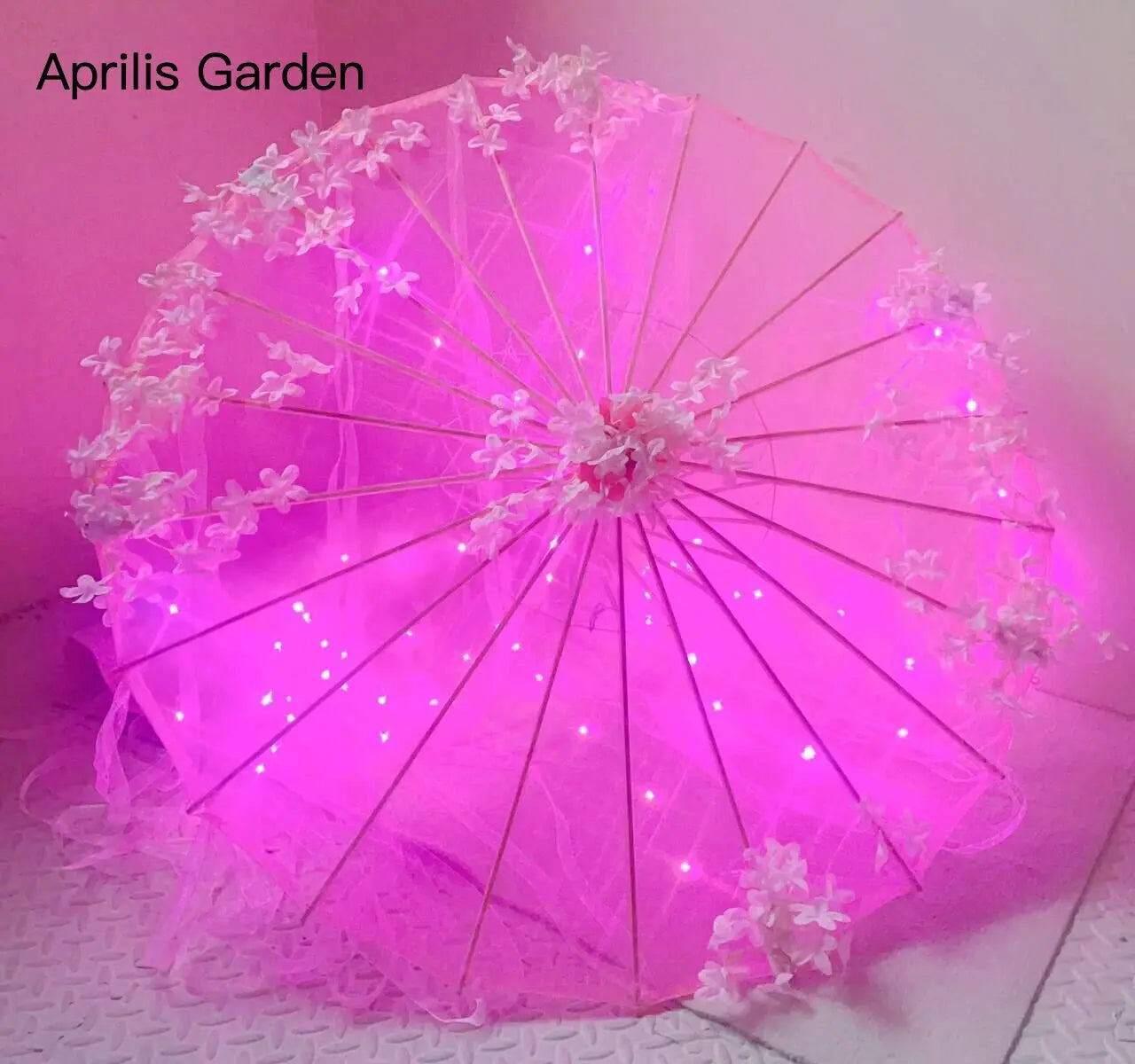 LED Yarn Silk Cloth Lace Decorative Umbrella Beach Parasol Princess Chinese Japan Umbrella Drama Craft Umbrella Cosplay
