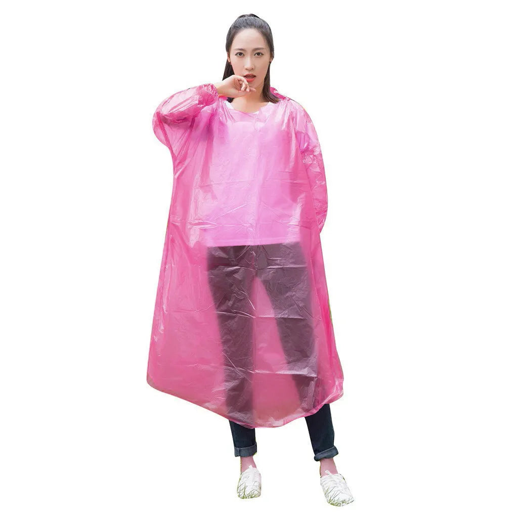 1pc Disposable Rain Ponchos Emergency Raincoat with Hood Clear Raincoat for Men Women Traveling Outdoor Camping Hiking Walking