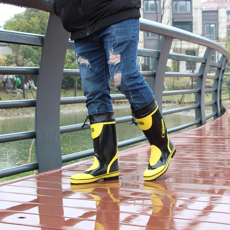 Men's Spring Summer New Mid-High Tube Breathable Rubber Warm Waterproof Faionable Comfortable Anti-Slip Rain Boots