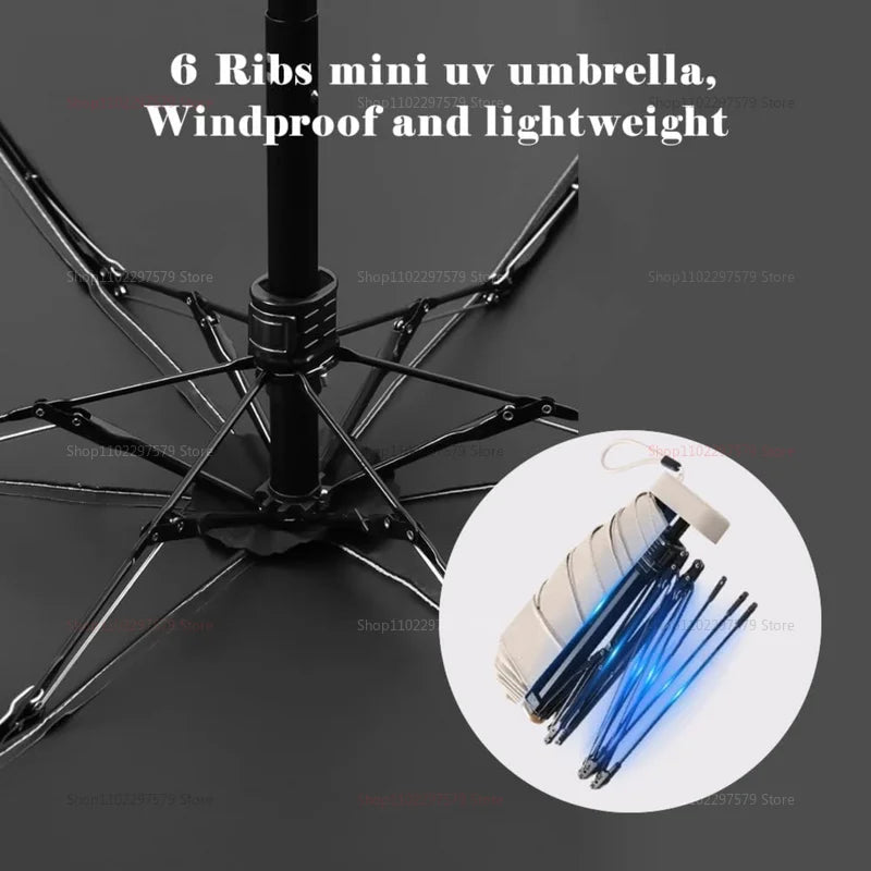 Small Pocket Rainproof Travel Umbrella Anti-UV Vinyl Folding Umbrella Parasol Mini Capsule Pocket Parasol Sun Umbrella