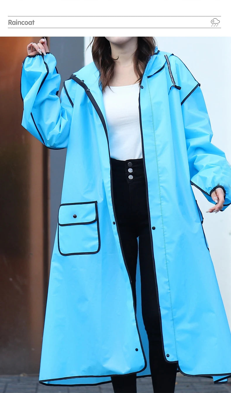 Long raincoat full body rainstorm proof electric bicycle single female male fashion student battery bike adult poncho