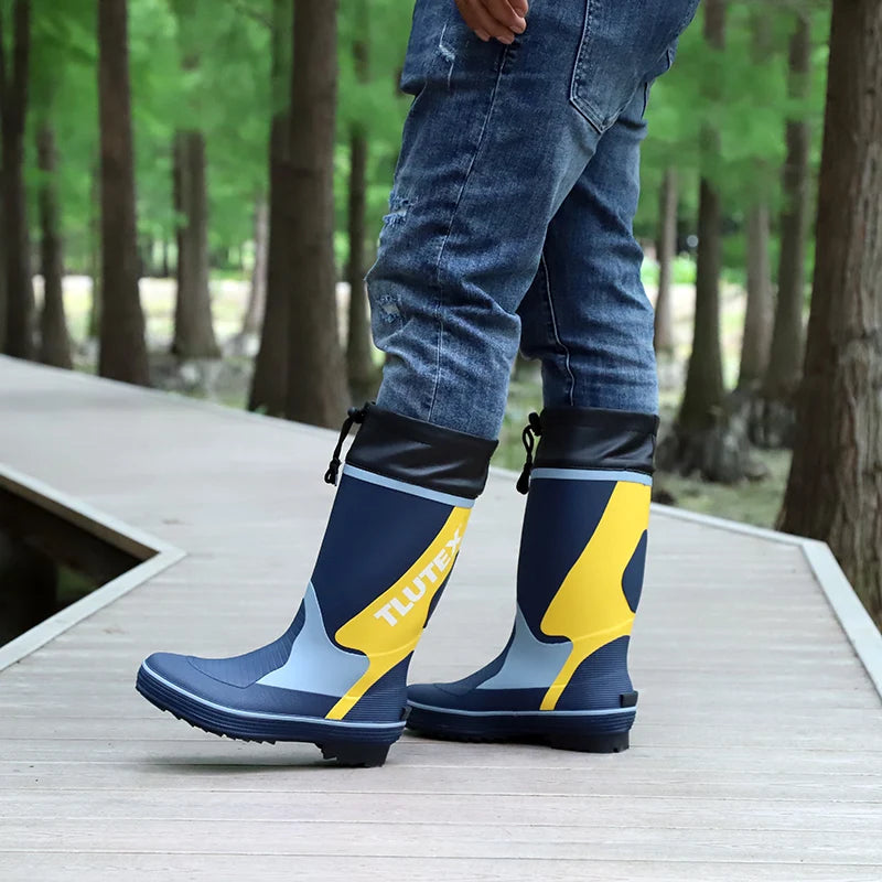 Men's Spring Summer New Mid-High Tube Breathable Rubber Warm Waterproof Faionable Comfortable Anti-Slip Rain Boots