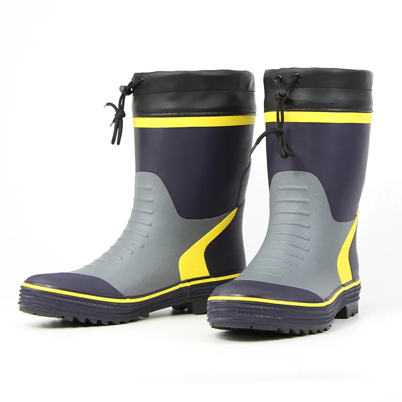 Men's Spring Summer New Mid-High Tube Breathable Rubber Warm Waterproof Faionable Comfortable Anti-Slip Rain Boots