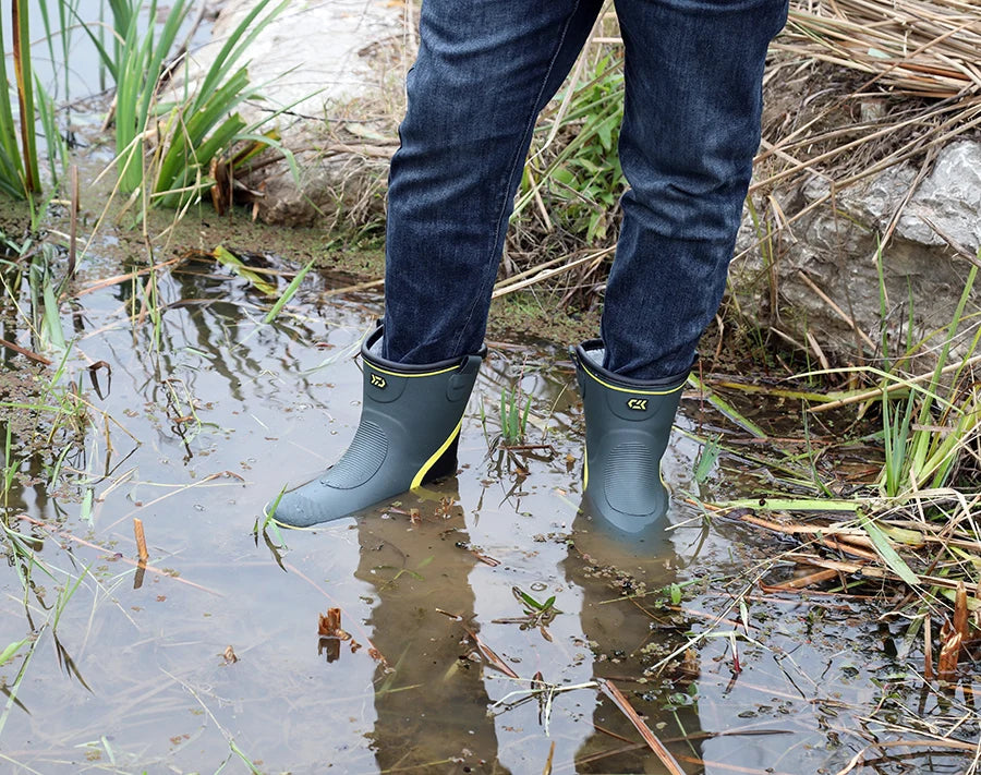 Thiened Fce Lined Rubber Rain Boots Men's Mid-Calf Warm Waterproof Non-Slip Fiing Boots Cold Resistant Booties