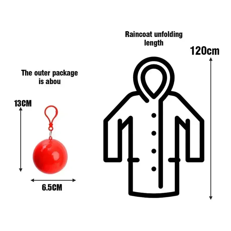 10/1Pcs Mini Portable Raincoats Ball Colorful Disposable Thicken Rain Ponchos Emergency Waterproof Rainwear Cape Keyring Balls