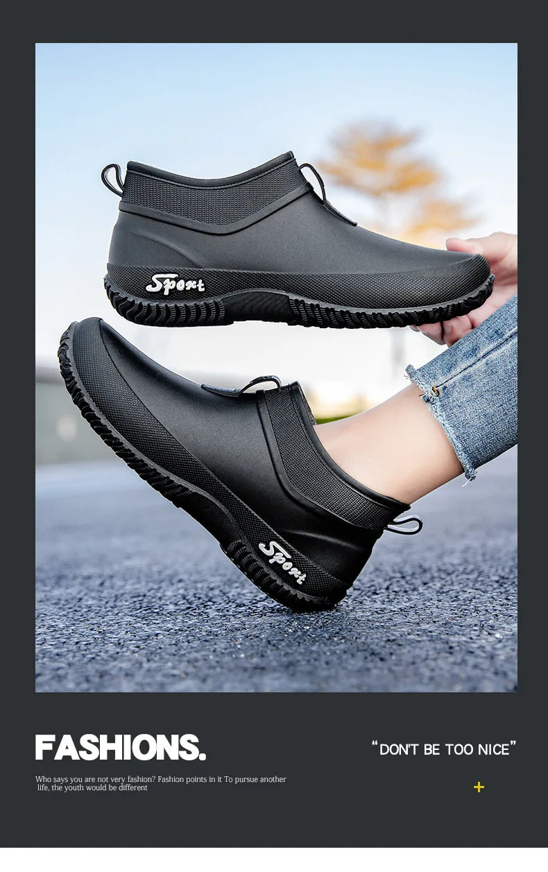 Leisure thick soled waterproof outdoor wear-resistant women's short tube water shoes daily casual rain boots