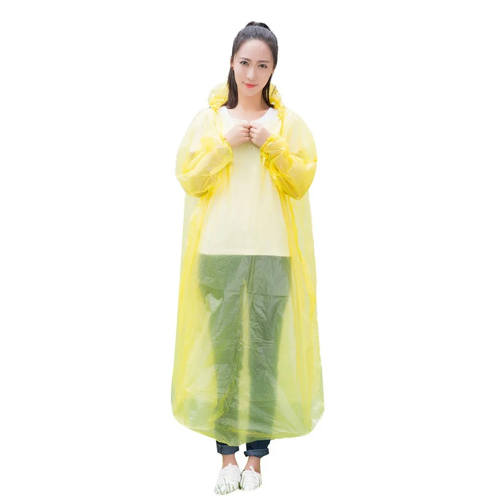 1pc Disposable Rain Ponchos Emergency Raincoat with Hood Clear Raincoat for Men Women Traveling Outdoor Camping Hiking Walking