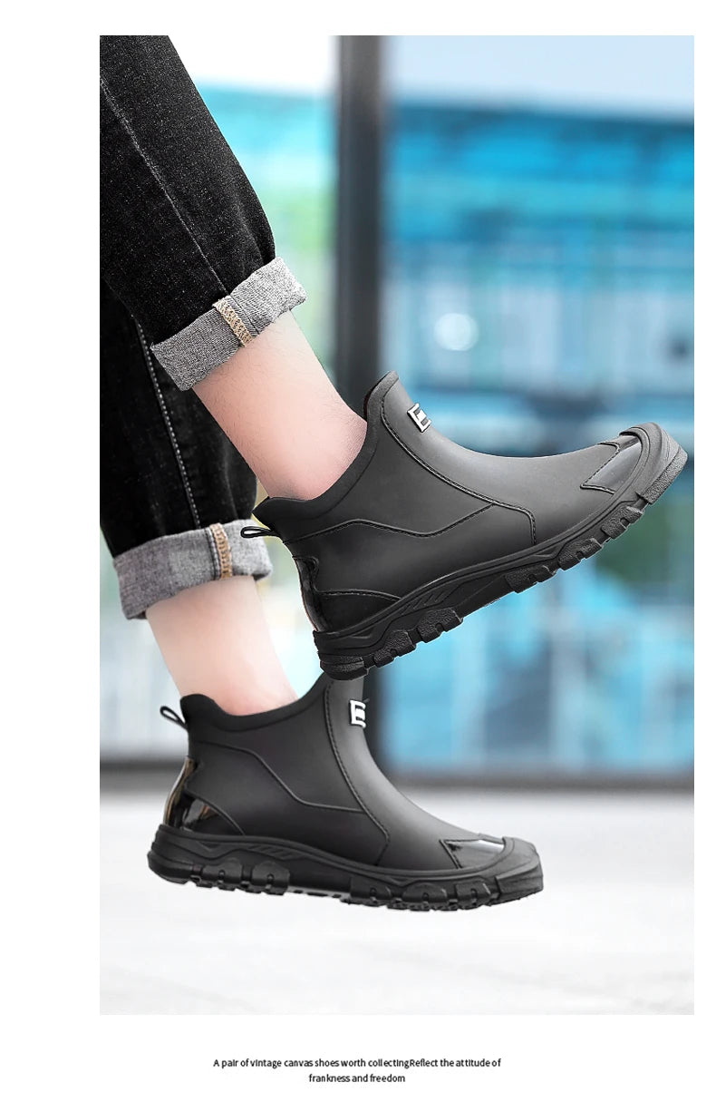New Outdoor Non-slip Light Shoes Men Rain Boots Waterproof Rubber Fishing Shoes Durable Waterproof Rubber Fishing Shoes