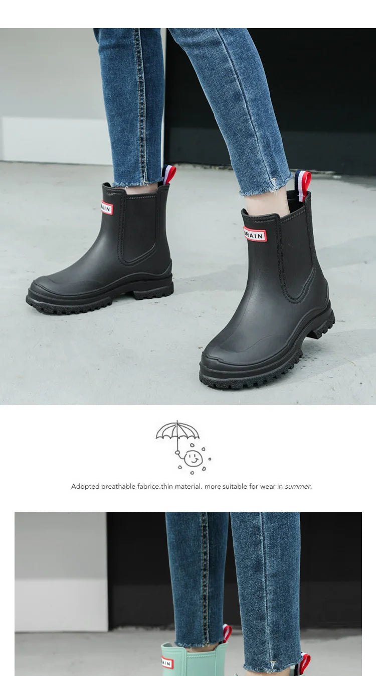 1 Pair of Women's Short Rain Boots Pvc Non-Slip Water Shoes Outdoor Waterproof Shoes Women's Fashionable Water Boots