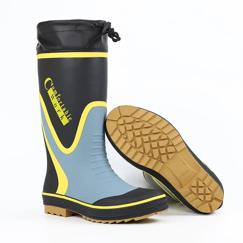 Men's Spring Summer New Mid-High Tube Breathable Rubber Warm Waterproof Faionable Comfortable Anti-Slip Rain Boots