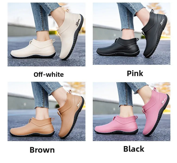 German Sle Women's Rain Boots Anti-Slip Low Cut ort Tube Kitchen Workwear Resistant to Wear Waterproof PVC oes