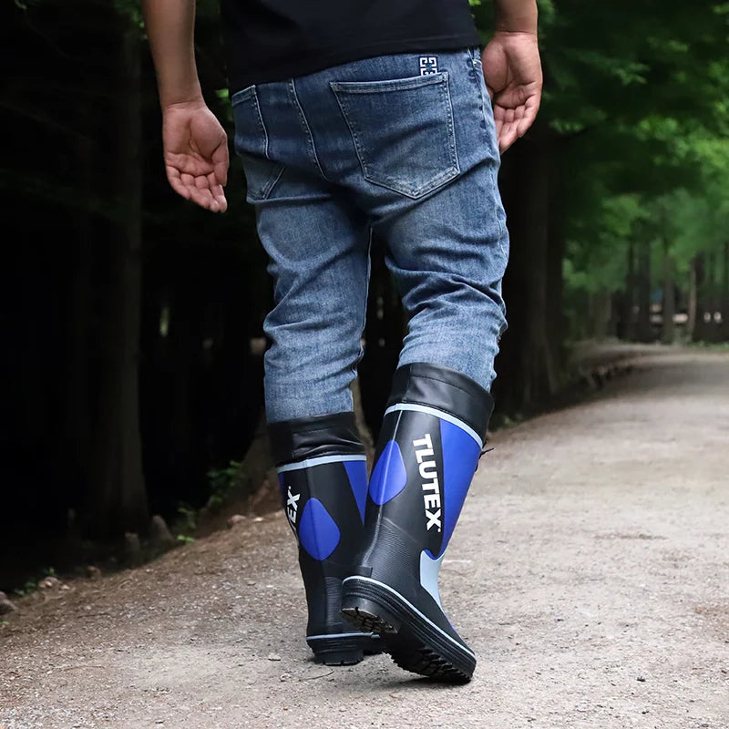 Men's Spring Summer New Mid-High Tube Breathable Rubber Warm Waterproof Faionable Comfortable Anti-Slip Rain Boots