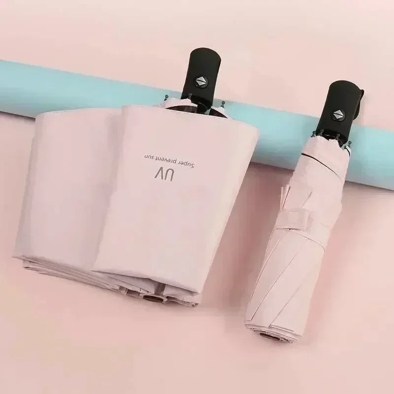 UV Black Adhesive Fully Automatic Sun Umbrella with Rain and Rain Protection, UV Protection, Sunscreen, and Three Fold Umbrella