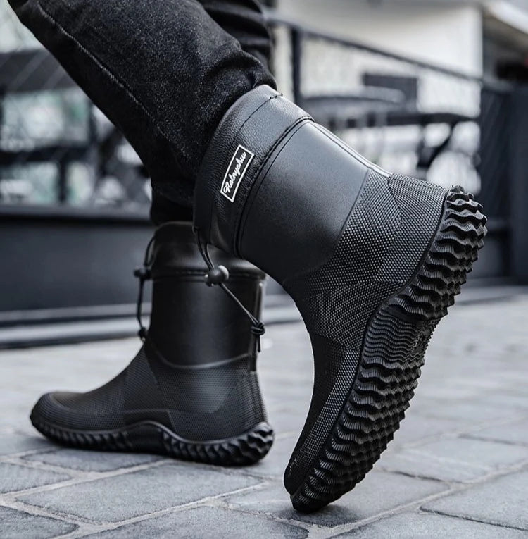 Waterproof Short Rain Boots for Men Chef Kitchen Wear-resistant Garden Wellies Low-heel Work Outdoor Original Summer Man Shoes