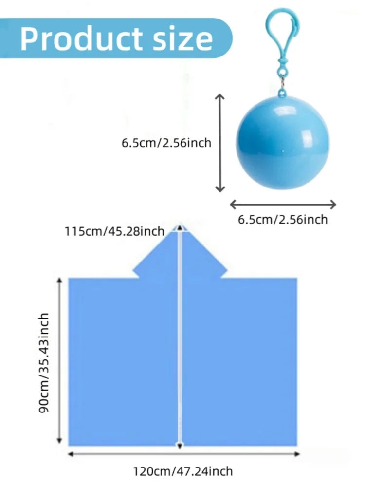 3/5/7pcs portable raincoat balls, disposable thickened raincoats with spherical storage boxes, suitable for hiking and camping,