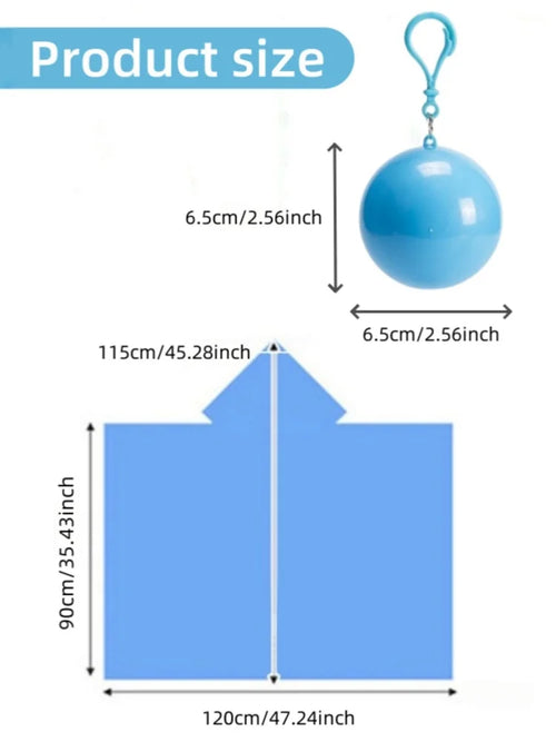 3/5/7pcs portable raincoat balls, disposable thickened raincoats with spherical storage boxes, suitable for hiking and camping,