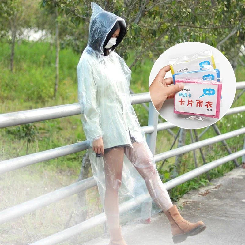 1-20pcs Poncho Disposable Raincoat Rain Coat Waterproof Rainwear Poncho Portable Disposable Card Raincoat Poncho Supplies