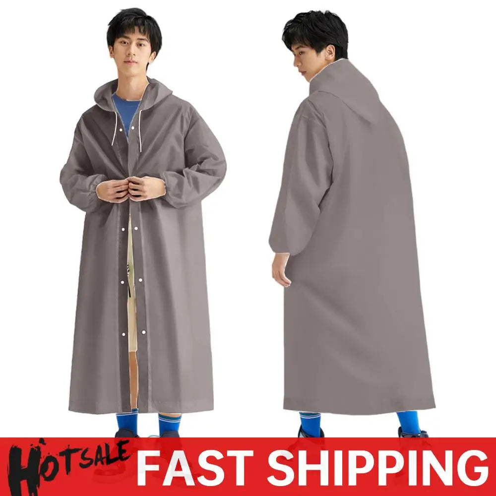 Disposable Adult Long Raincoat Drawstring Hooded Rain Poncho Portable Long Hooded Rain Coats for Outdoor Travel Emergency