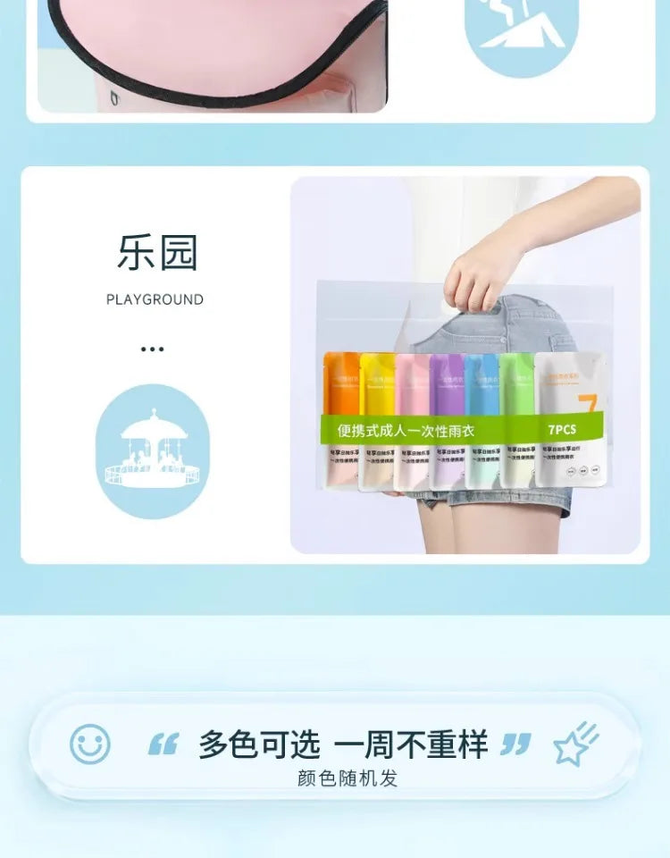 Adult PE disposable and portable rain card poncho for outdoor tour climbing fishing colorful raincoat