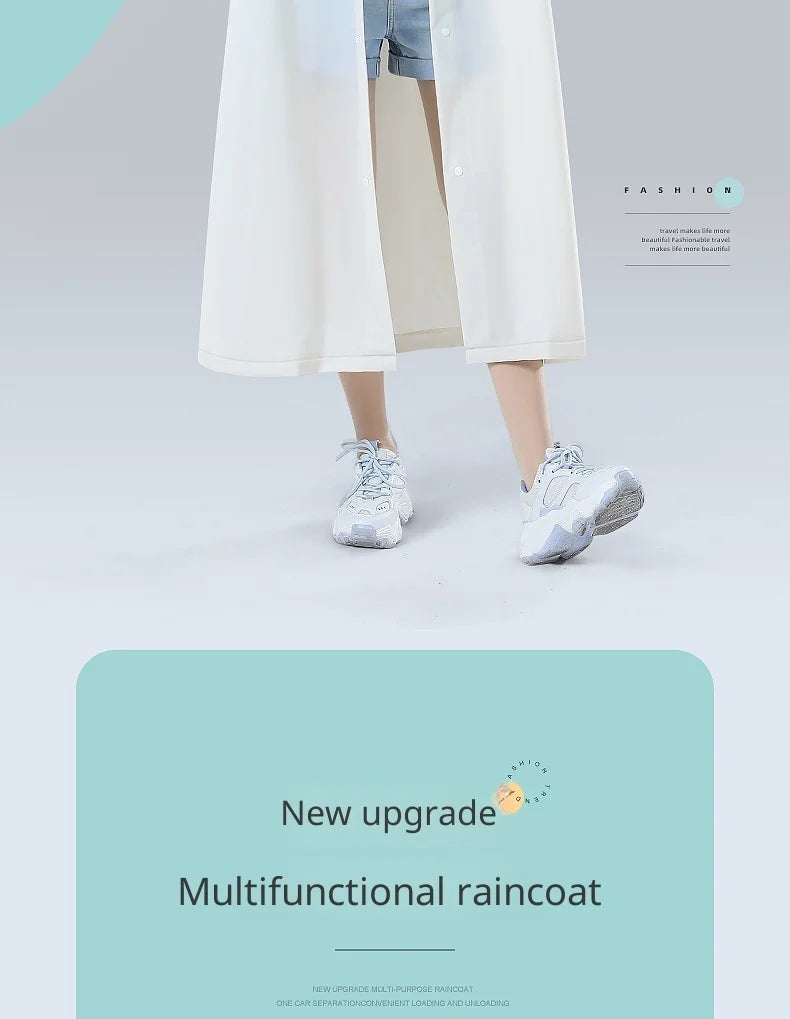 【Reusable EVA Raincoat】Transparent One-Piece Poncho for Adults Portable Outdoor Rainwear Eco-Friendly Waterproof EVA Material