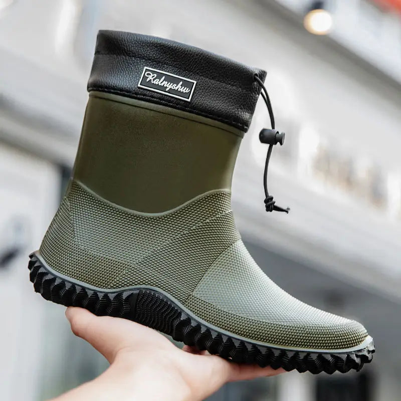 Waterproof Short Rain Boots for Men Chef Kitchen Wear-resistant Garden Wellies Low-heel Work Outdoor Original Summer Man Shoes