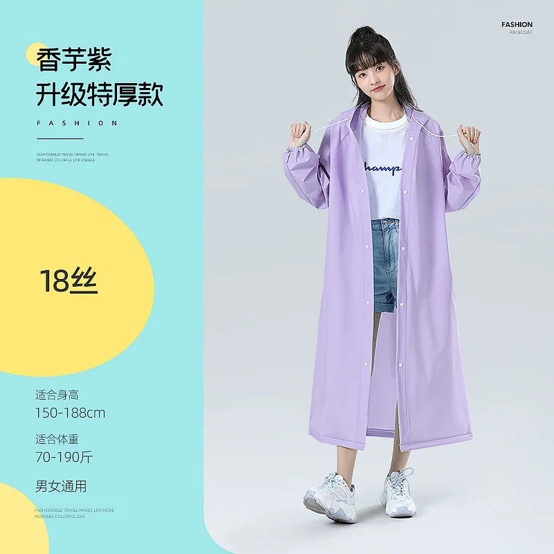 【Reusable EVA Raincoat】Transparent One-Piece Poncho for Adults Portable Outdoor Rainwear Eco-Friendly Waterproof EVA Material