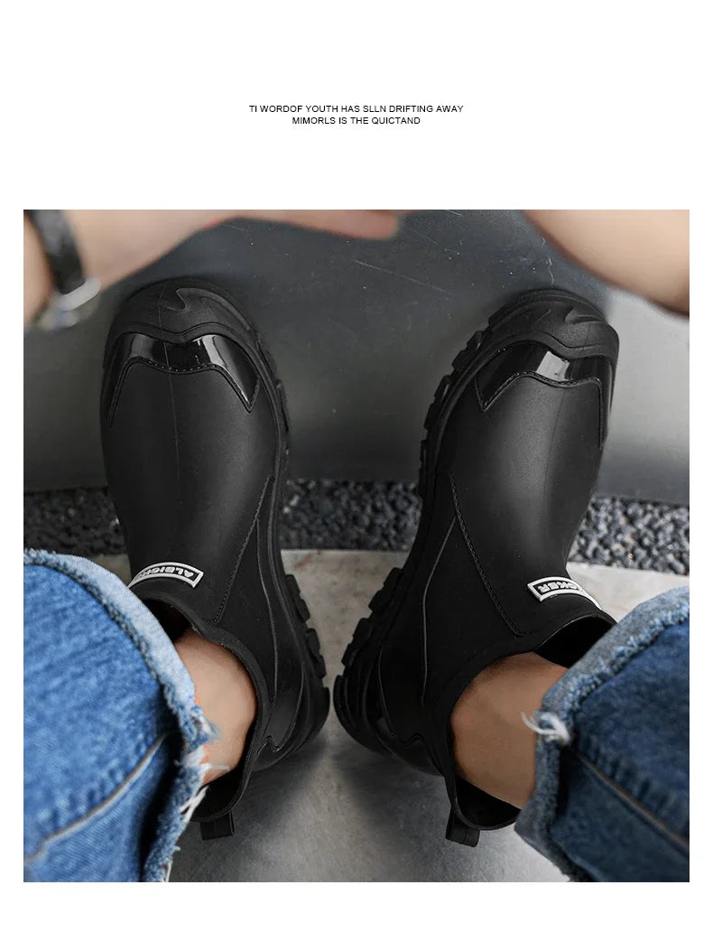 Waterproof Cross-Border Men's Rain Shoes Fashionable Short Socks Thickened Warm Rubber Work Anti-Slip Fishing Kitchen Rain Boots