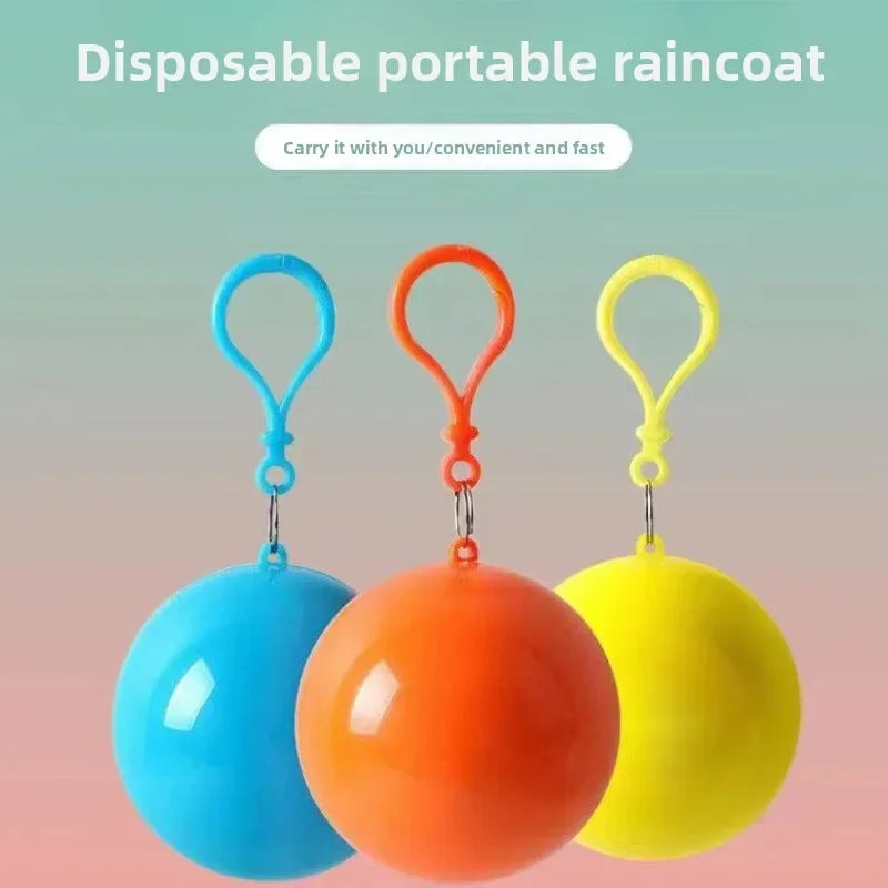 5Pcs Mini Portable Raincoats Ball Colorful Disposable Thicken Rain Ponchos Emergency Waterproof Rainwear Cape Keyring Balls