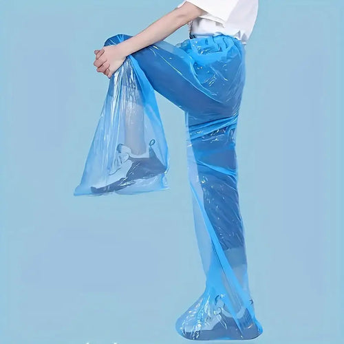 5Pcs Disposable Raincoat Pants Portable Splash Proof Split Raincoat Outdoor Travel Drifting Cycling Feet-wrapped Rain Pants