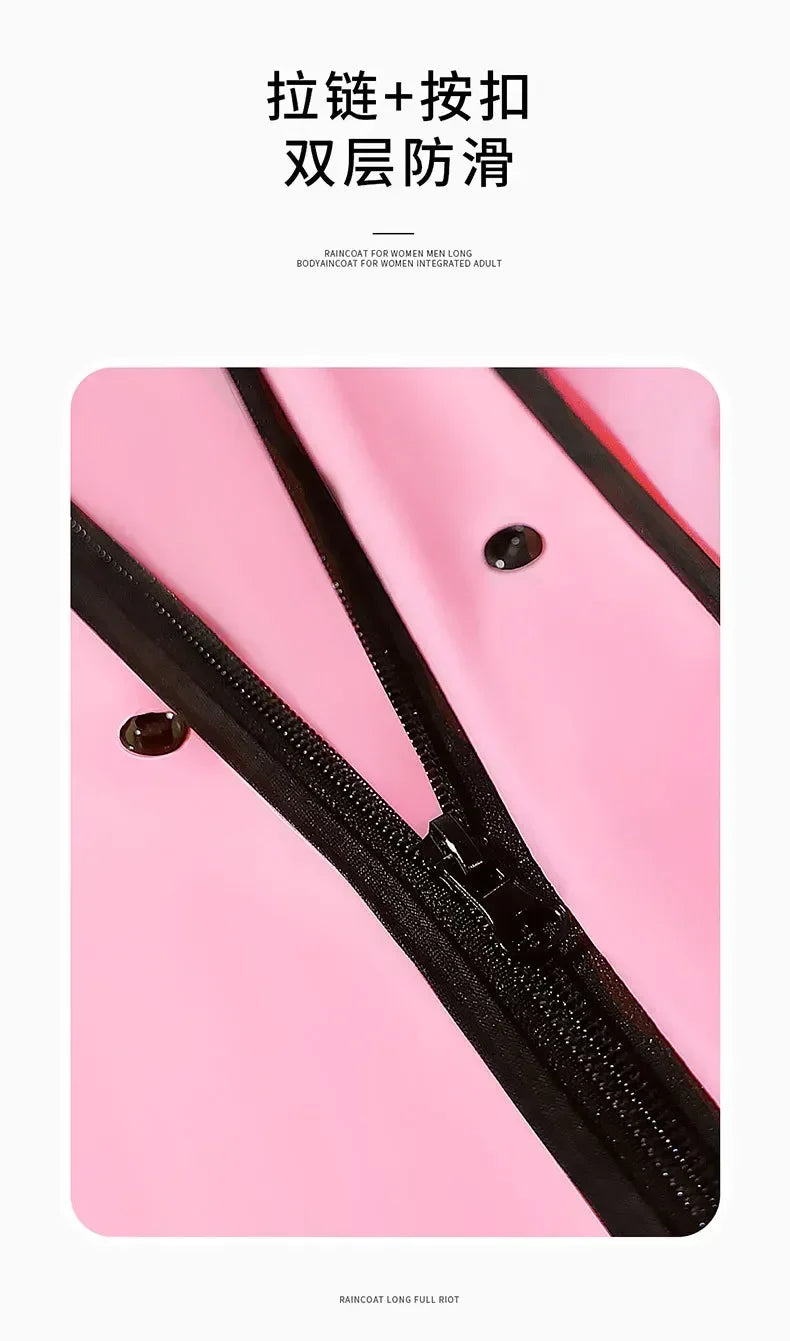 EVA Long Raincoat: Waterproof Zipper Rain Gear for Men & Women. Reusable Poncho with Pants, Portable Outdoor Travel Rain Jacket