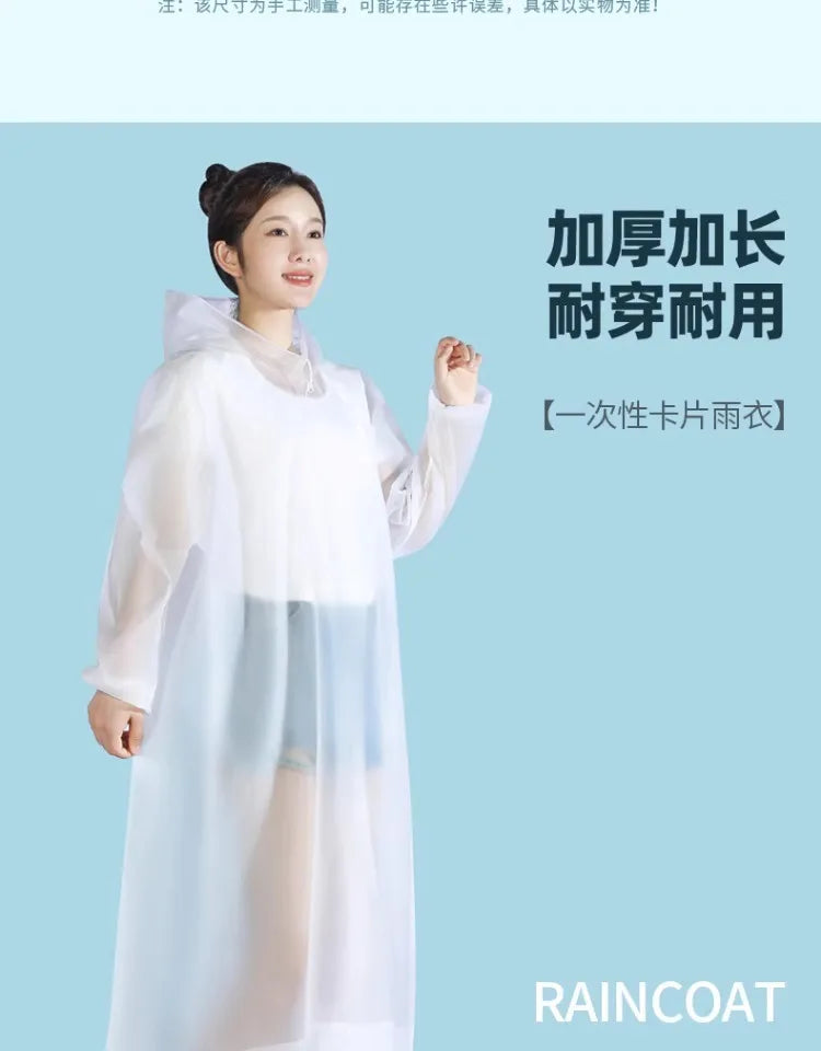 Adult PE disposable and portable rain card poncho for outdoor tour climbing fishing colorful raincoat